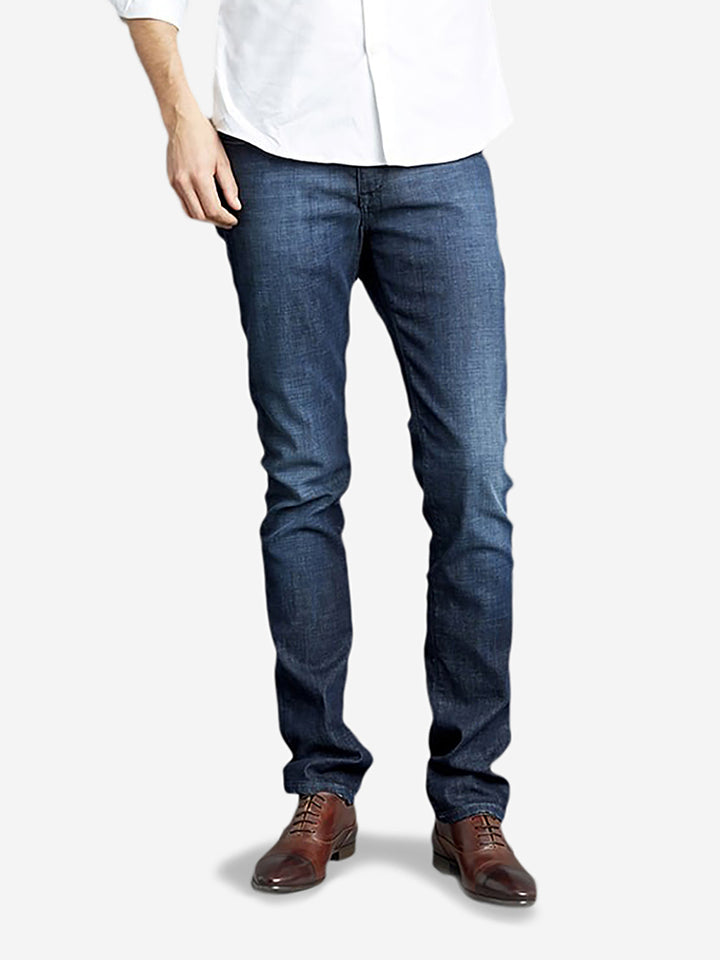 Mott & Bow slim dark blue jeans with a tapered leg