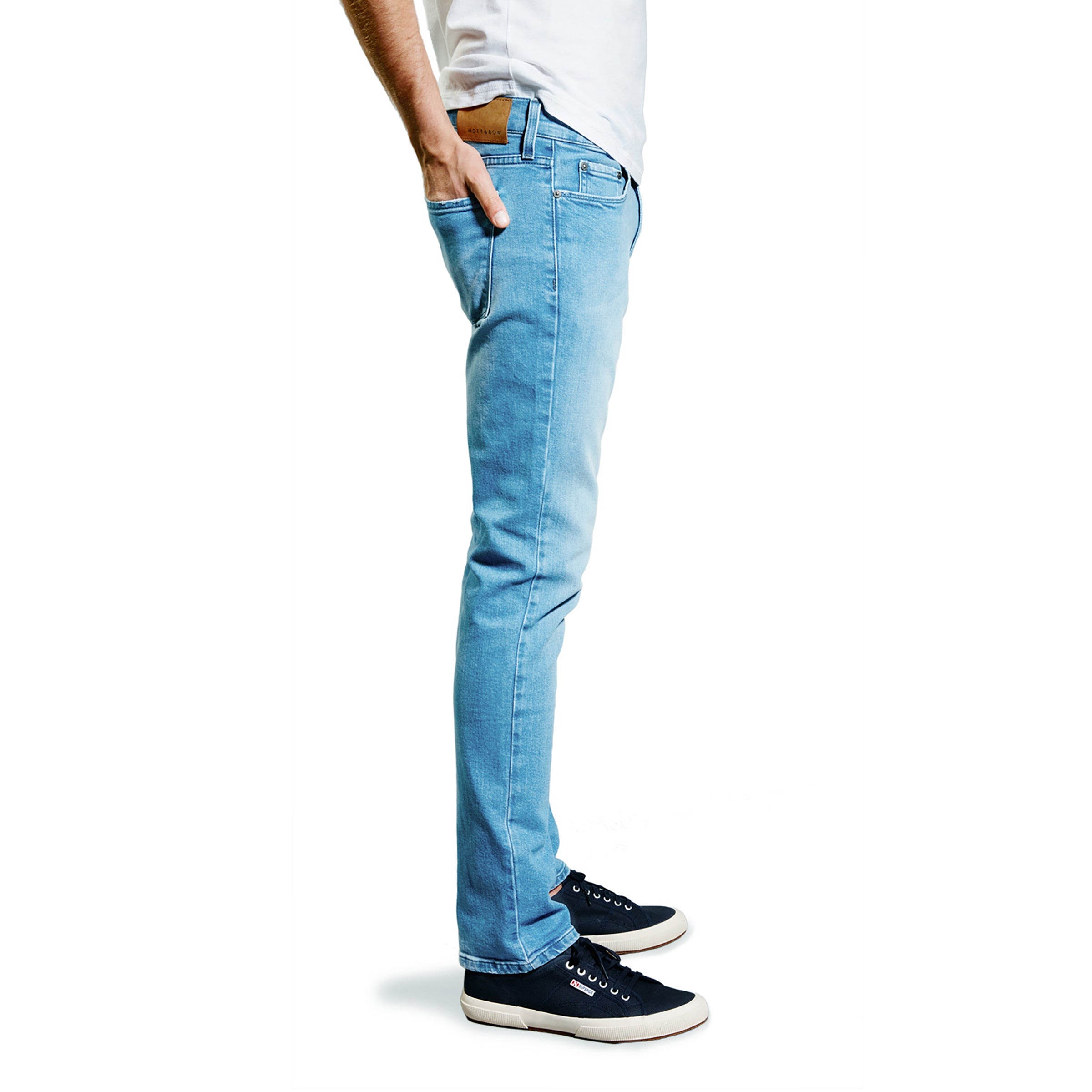 Men wearing Light Blue Slim Laight Jeans