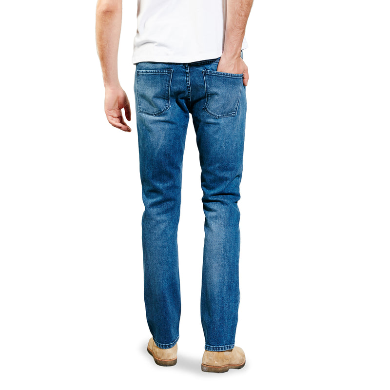 Men wearing Bleu Médium Slim Warren Jeans