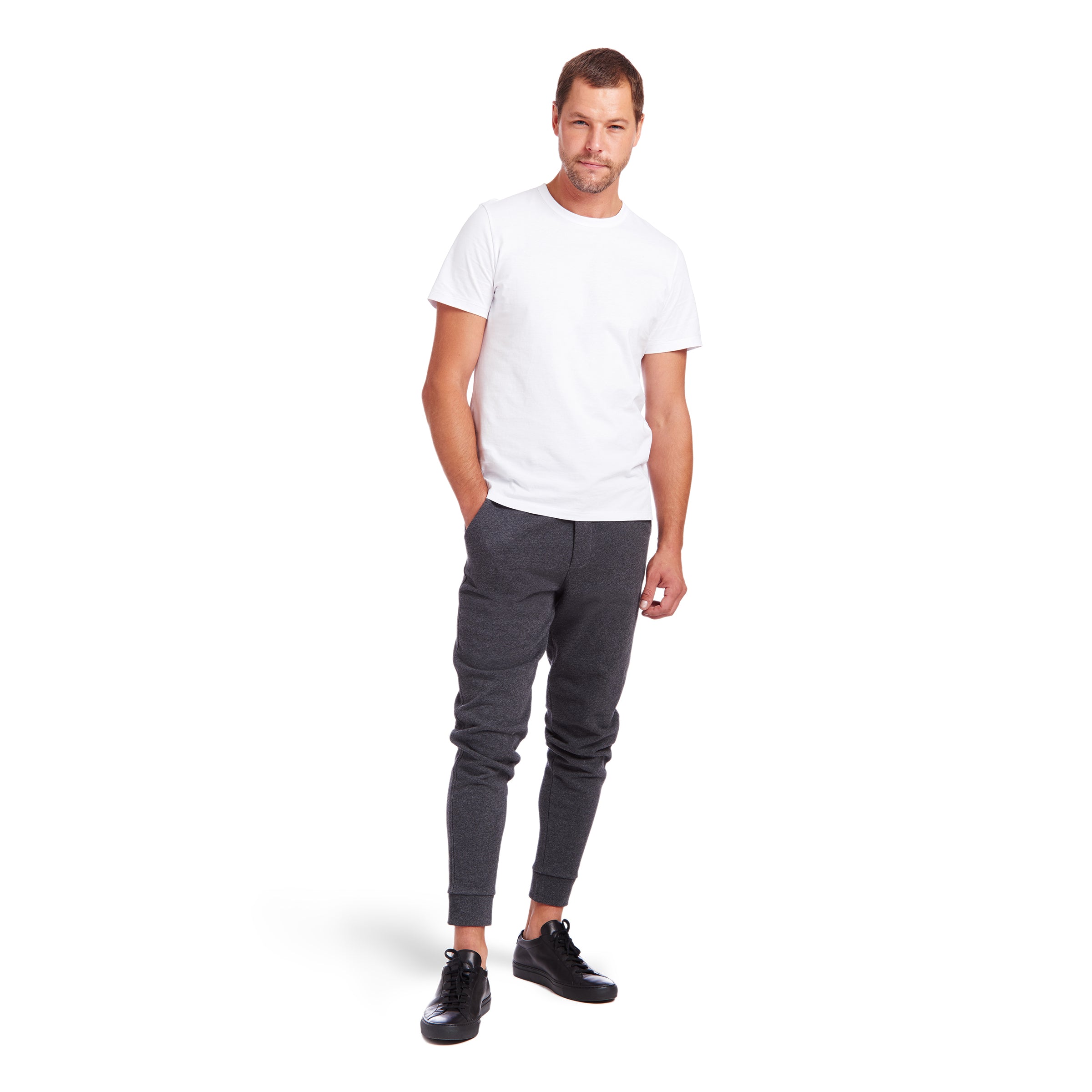 Men wearing Charcoal Heather The French Terry Sweatpant Hooper
