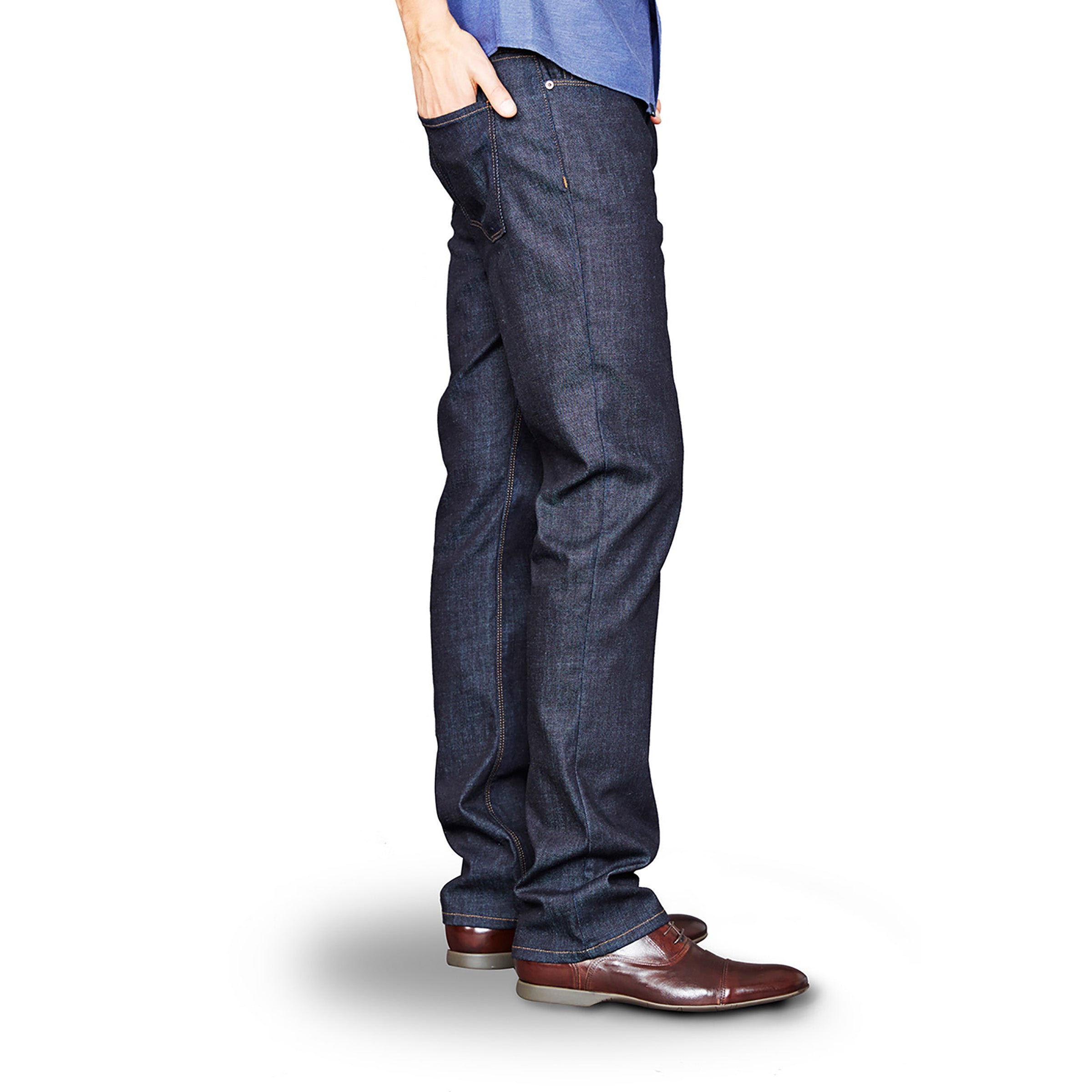 Men wearing Bleu Foncé Straight Mosco Jeans