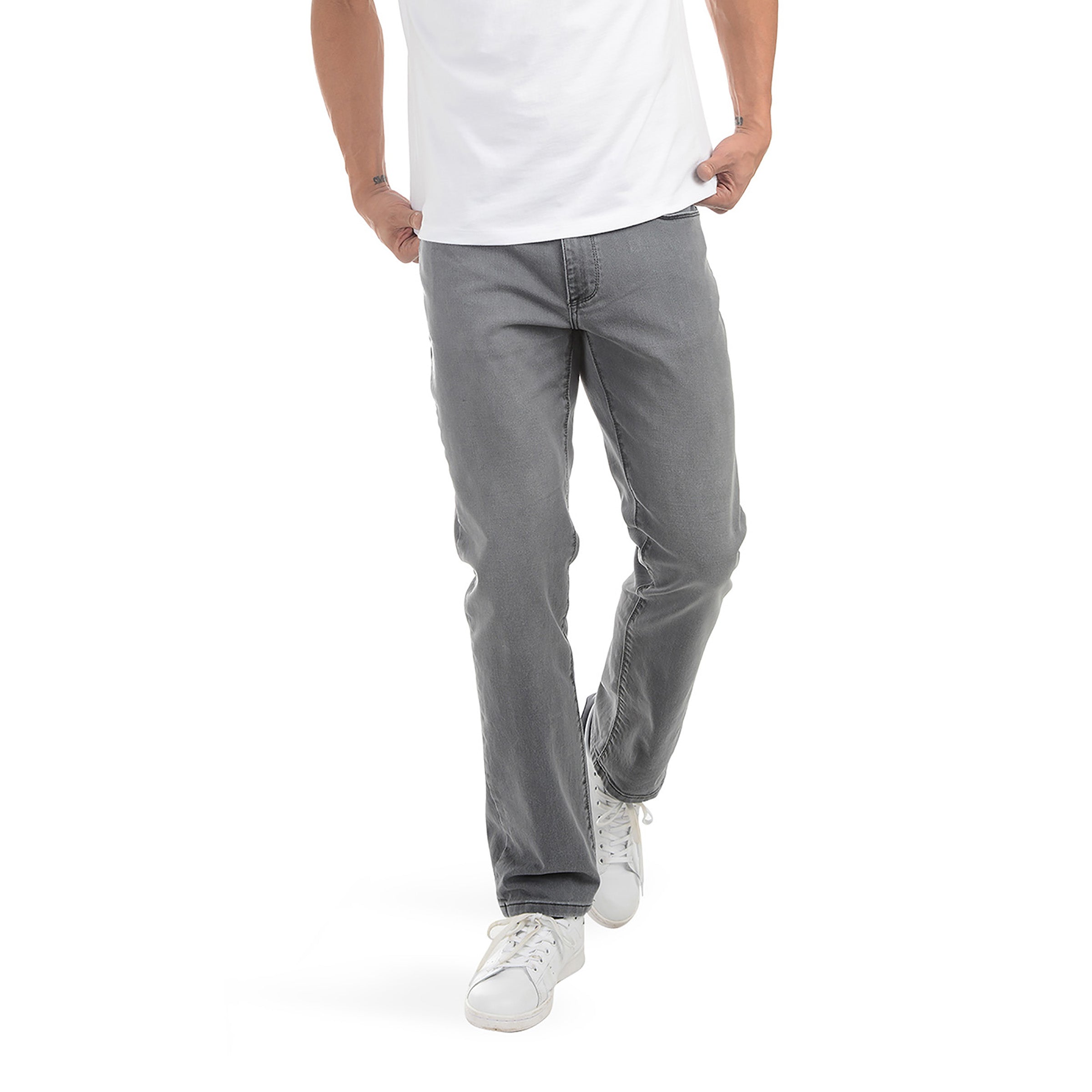 Men wearing Gris Clair Straight Stone Jeans