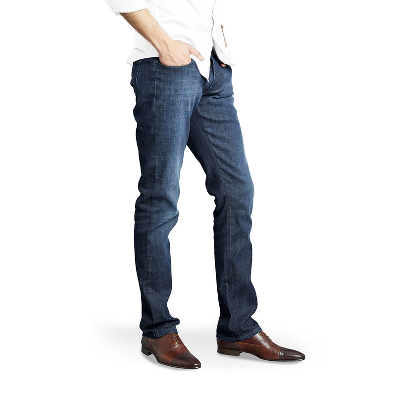 Men wearing Medium/Dark Blue Straight Crosby Jeans