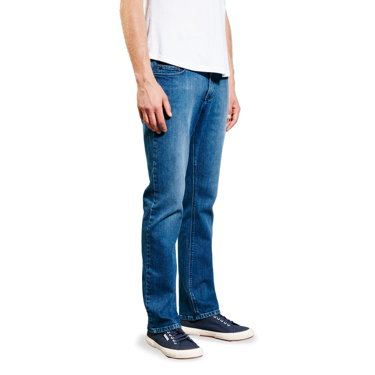 Men wearing Medium Blue Straight Warren Jeans