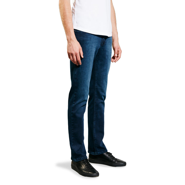 Men wearing Medium/Dark Blue Straight Staple Jeans