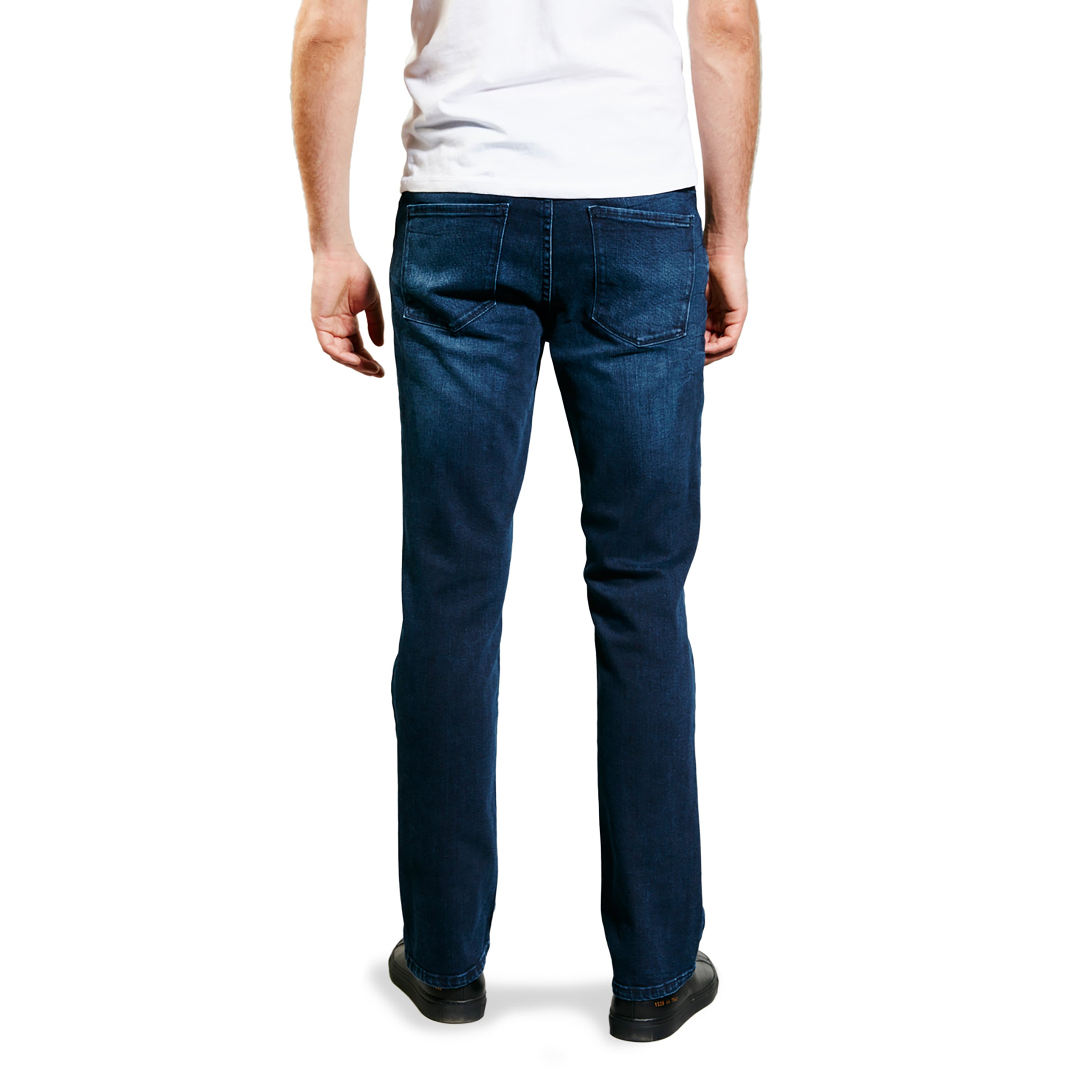 Men wearing Medium/Dark Blue Straight Staple Jeans