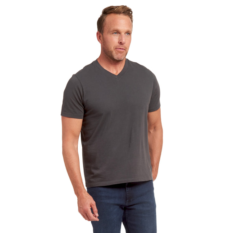 Men wearing Gris oscuro Classic V-Neck Driggs Tee